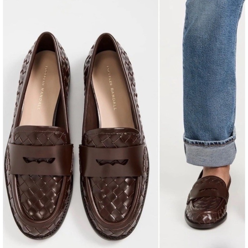Loeffler Randall Rachel Espresso Brown Woven Leather Loafer Size 7 Heritage - Picture 2 of 14